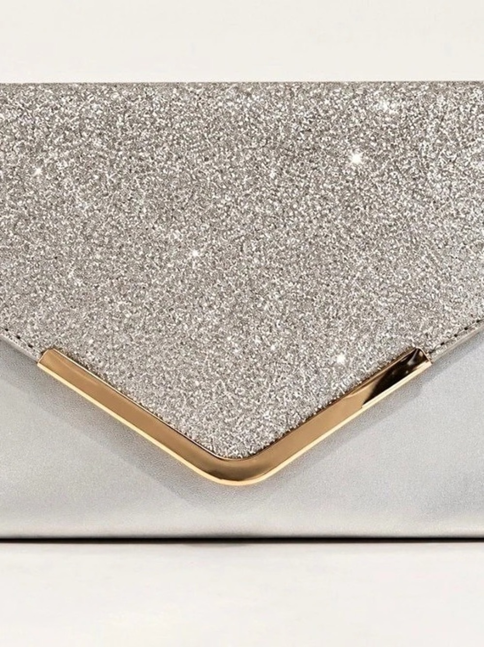 Silver Glitter Envelope Clutch Like New